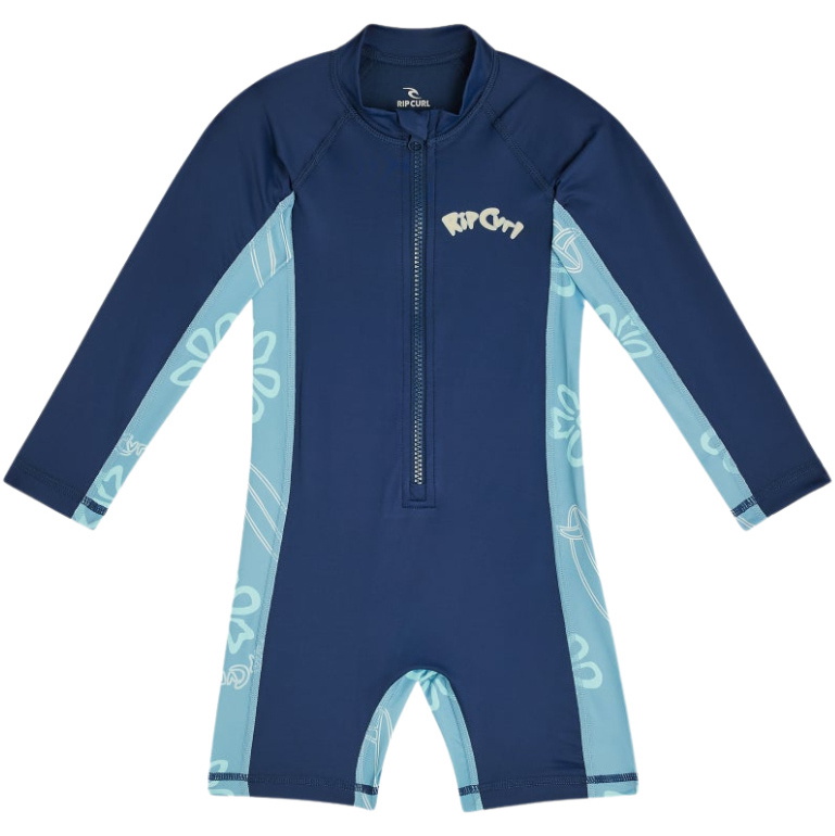 2026 Rip Curl Junior Ride The Wave UPF Long Sleeve Sunsuit 129TRV - Light Navy